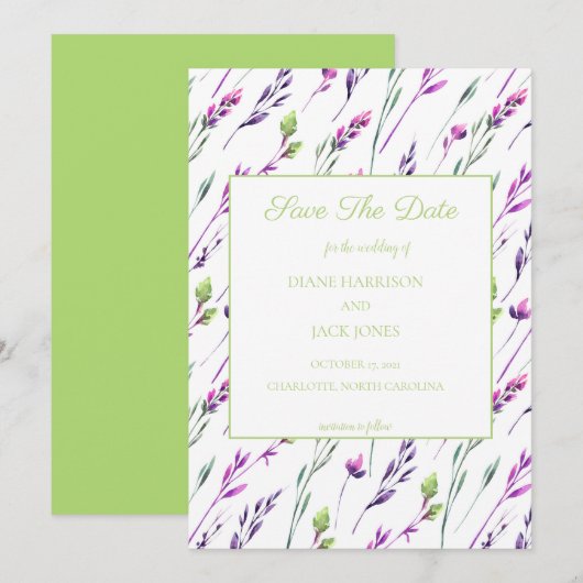 Watercolor Bruiloft Save the Date Kaart (Voorkant / Achterkant)