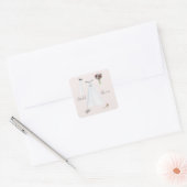 Watercolor Bruiloft Set Vierkante Sticker (Envelop)