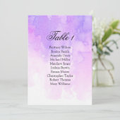 Watercolor bruiloft zitplaatskaart. Roze en paars Kaart (Staand voorkant)