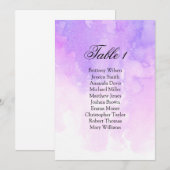 Watercolor bruiloft zitplaatskaart. Roze en paars Kaart (Voorkant / Achterkant)