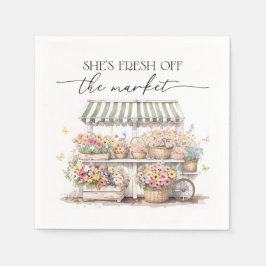 Watercolor Bruiloftsfeest 'Fresh Off The Market' Servet