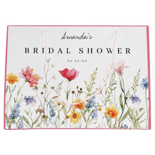 Watercolor Bruiloftsfeest met Wilde Bloemen Groot Cadeauzakje (Voorkant)