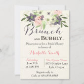 Watercolor Brunch & Bubbly Bruidsfeest Kaart (Voorkant)