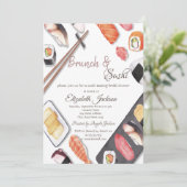Watercolor Brunch & Sushi Bruidsborrel Kaart (Staand voorkant)