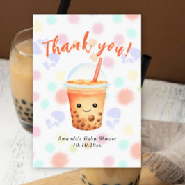 Watercolor Bubble Tea Baby Shower Thank You Bedankkaart
