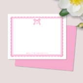 Watercolor Bubblegum Pink Bow Preppy Monogram Notitiekaartje