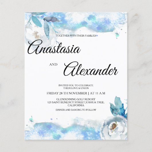 Watercolor budgettrouwkaart. Flyer (Voorkant)