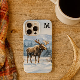 Watercolor Bull Moose in Winter Nature  Case-Mate iPhone 14 Pro Max Hoesje
