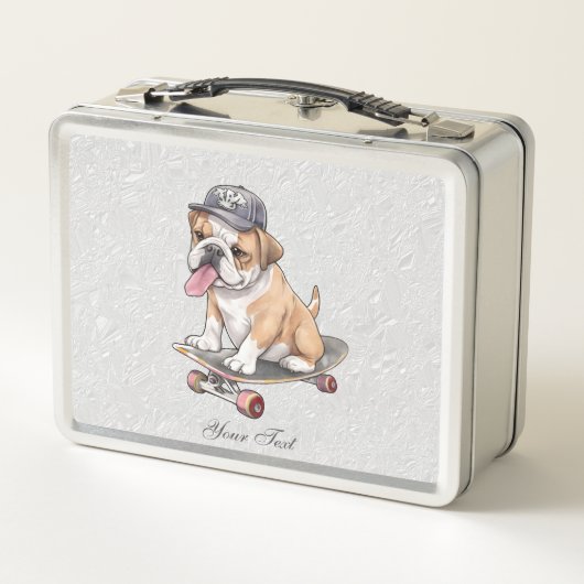 Watercolor Bulldog Metal Lunch Box (Achterkant)