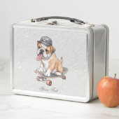 Watercolor Bulldog Metal Lunch Box (In situ)