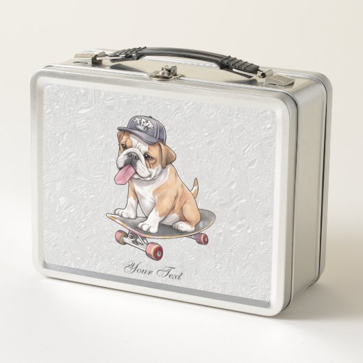 Watercolor Bulldog Metal Lunch Box (Voorkant)