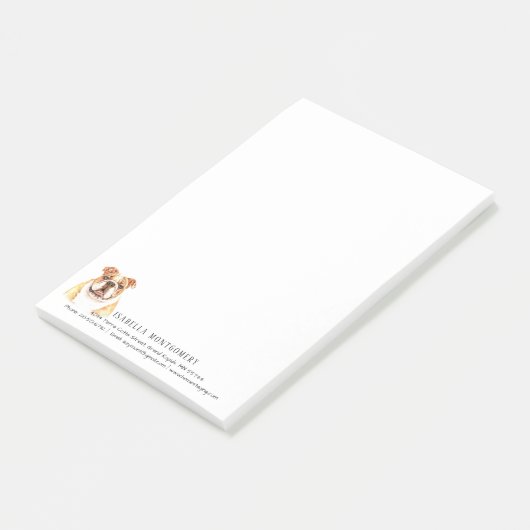 Watercolor Bulldog Persoonlijke Post-It Notities Post-it® Notes (Schuin)