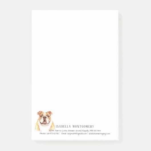 Watercolor Bulldog Persoonlijke Post-It Notities Post-it® Notes (Voorkant)