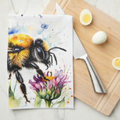 Watercolor Bumble Bee Honey Apiarist Kitchen Towel Theedoek (Quarter Fold)