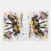 Watercolor Bumble Bee Honey Apiarist Kitchen Towel Theedoek (Horizontaal)