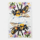 Watercolor Bumble Bee Honey Apiarist Kitchen Towel Theedoek (Verticaal)