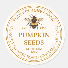 Watercolor Bumblebee Circle Framed Pumpkin Product Ronde Sticker