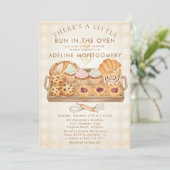 watercolor Bun in the Oven Bakery Baby Shower Kaart (Staand voorkant)