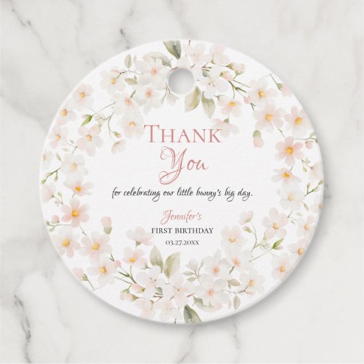 Watercolor Bunny Birthday Thank You Bedankjes Labels (Voorkant)