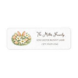 Watercolor Bunny Ears Floral Wreath Return Labels