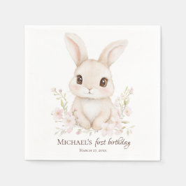 Watercolor Bunny First Birthday Party Tableware Servet