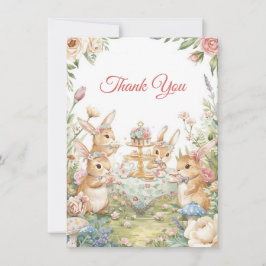Watercolor Bunny Garden Tea Party Thank You Card Bedankkaart