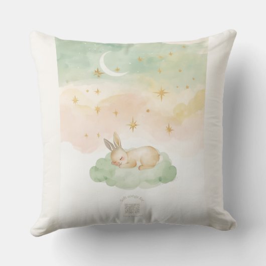 Watercolor Bunny Nursery Pillow | Pastel Mint Kussen (Achterkant)