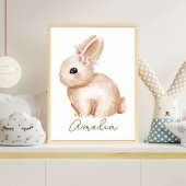 Watercolor Bunny Nursery Print Floral Woodland