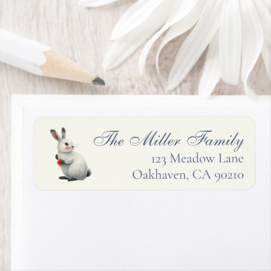 Watercolor Bunny Personalized Easter  Etiket (Insitu)