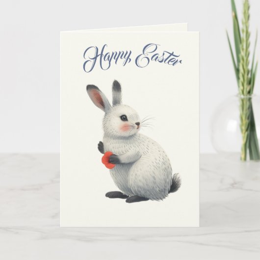 Watercolor Bunny & Wild Poppy Personalized Easter  Feestdagen Kaart (Voorkant)