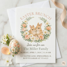 Watercolor Bunny Wreath Floral Easter Sunday 2026