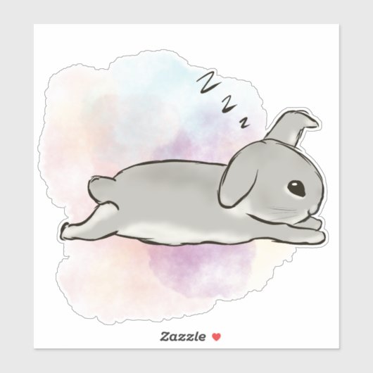 Watercolor bunny zzz sticker (Vel)