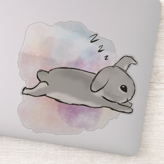 Watercolor bunny zzz sticker (Detail)