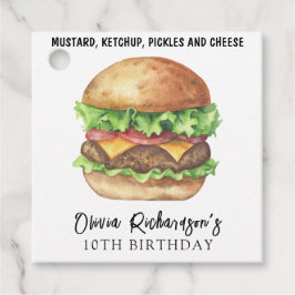 Watercolor Burger Feest Verjaardag Bedankjes Labels