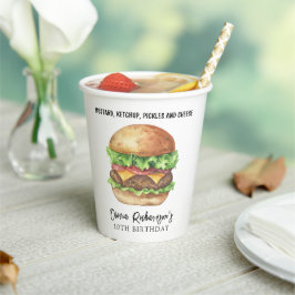 Watercolor Burger Feest Verjaardag Papieren Bekers