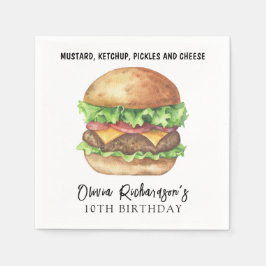 Watercolor Burger Feest Verjaardag Servet