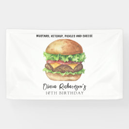 Watercolor Burger Feest Verjaardag Spandoek