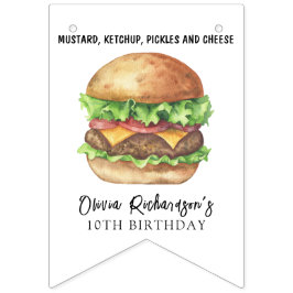 Watercolor Burger Feest Verjaardag Vlaggetjes