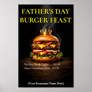 Watercolor Burger King Vaderdag Restaurant Poster