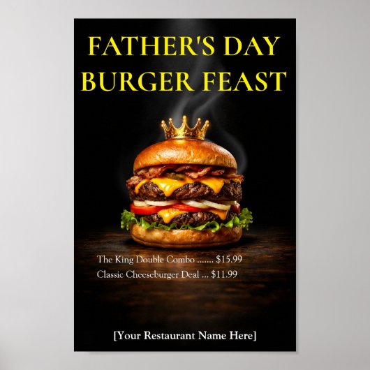 Watercolor Burger King Vaderdag Restaurant  Poster (Voorkant)