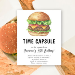 Watercolor Burger Tijdcapsule 1e verjaardag Poster