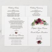 Watercolor Burgundy Bloemen Boeket Huwelijksprogra (Voorkant / Achterkant)