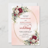 Watercolor Burgundy Blush Floral Wedding Invitatio Kaart (Voorkant)