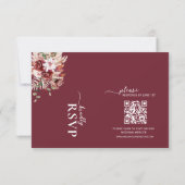Watercolor Burgundy Blush Gold QR Wedding RSVP (Achterkant)