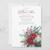 Watercolor Burgundy & Blush Roses  Bridal Shower Kaart (Voorkant)