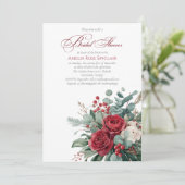 Watercolor Burgundy & Blush Roses  Bridal Shower Kaart (Staand voorkant)