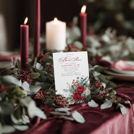 Watercolor Burgundy & Blush Roses Bridal Shower Kaart