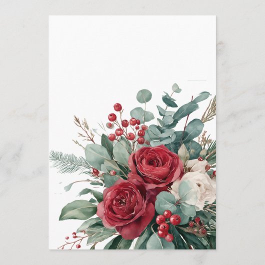 Watercolor Burgundy & Blush Roses wedding Menu (Achterkant)