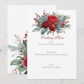 Watercolor Burgundy & Blush Roses wedding Menu (Voorkant / Achterkant)