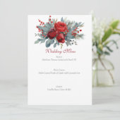 Watercolor Burgundy & Blush Roses wedding Menu (Staand voorkant)
